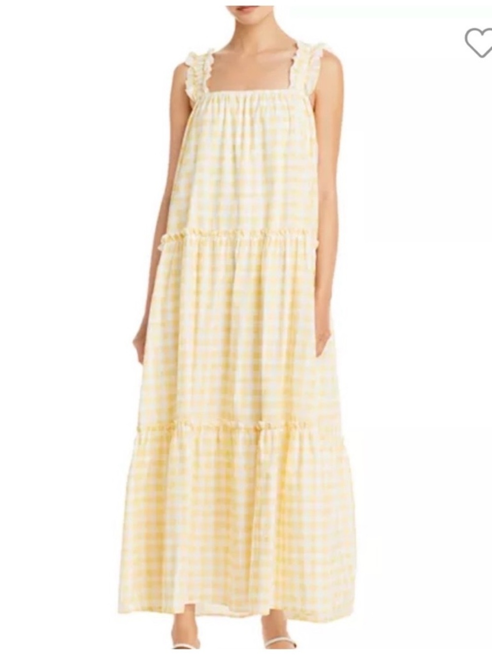 Charlie Holiday Lottie Yellow White Gingham Seersucker Maxi Dress NWT 10 Boho